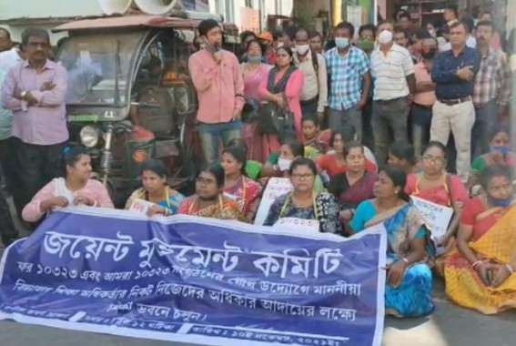 Tripura’s terminated 10323 Teachers demonstrated at Education Office